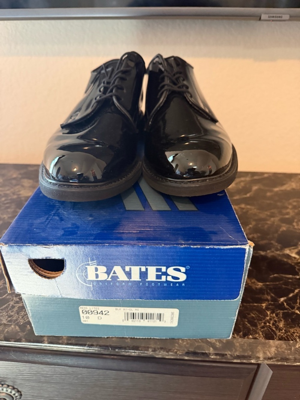 Bates Black Patent Leather Oxford Dress Shoes